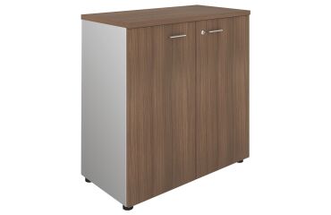 Low cabinet H 89 cm wood swinging doors walnut/alu Essenzza - Darwin 