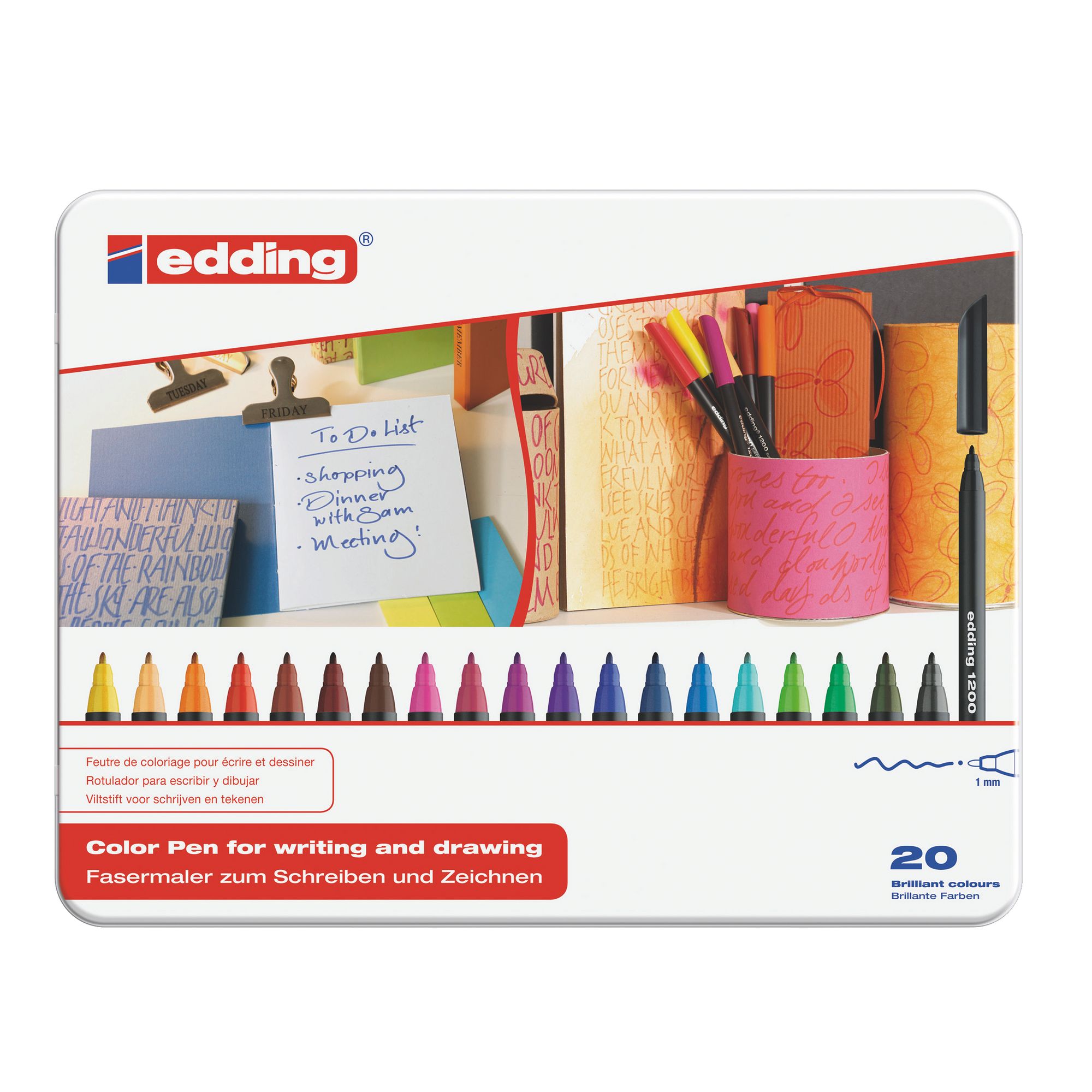 ROTULADOR EDDING 1200 PAQUETE 4 COLORES NEON