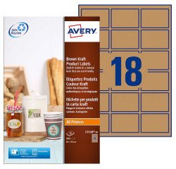 Etiquetas kraft para inkjet y láser 62 x 42 mm recicladas - Caja de 360