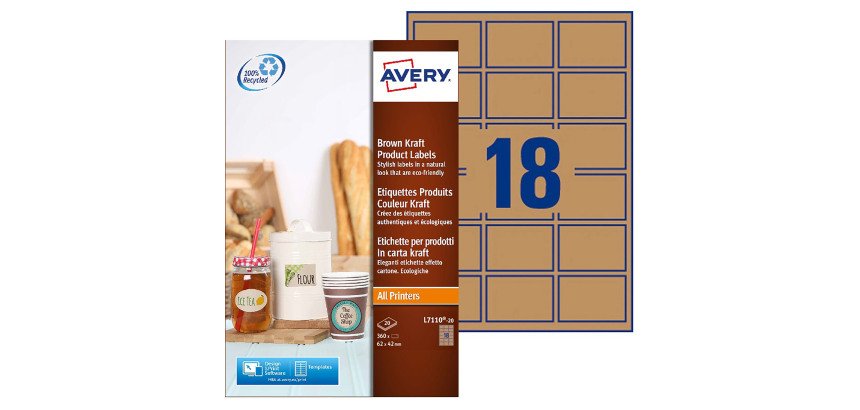 Etiquette kraft jet d'encre et laser 62 x 42 mm recyclée - Boîte de 360