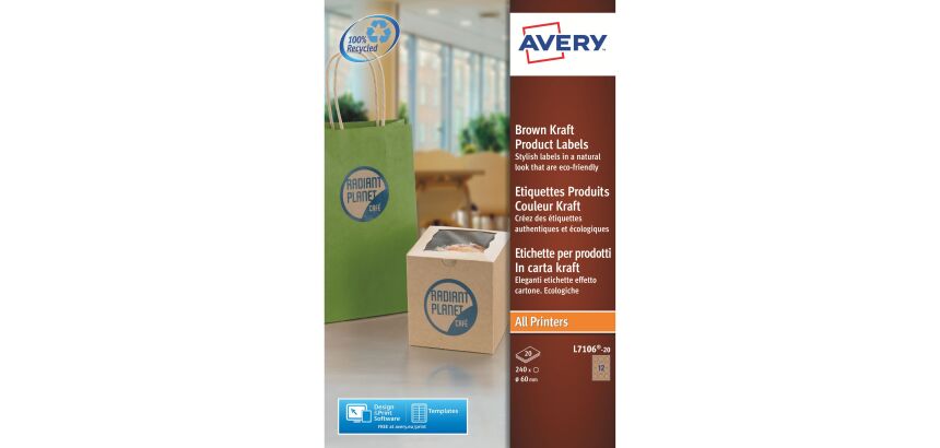 Etiquettes rondes kraft jet d'encre et laser diamètre 60 mm recyclées - Boîte de 240