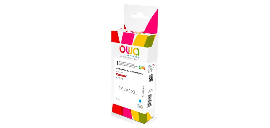 Cartouche Owa compatible Canon PGI1500XL  couleurs séparées pour imprimante jet d'encre