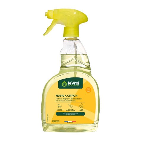 Dégraissant désinfectant cuisine Le Vrai professionnel ND610 A citron - Spray 750 ml