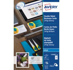 Tarjeta de visita para inkjet Avery Quick and Clean C32028 - 85 x 54 mm 240 g blanco - Paquete de 80