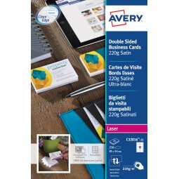 Carte de visite laser Avery Quick and Clean C32016-25 x 54 mm 220 gr blanche - Pochette de 250
