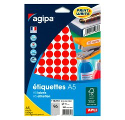 Pastille adhésive Ø 15 mm - pochette de 960 gommettes