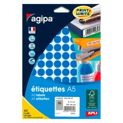 Zelfklevende etiketten Ø 15 mm Agipa 11431 kleur - Doos van 960