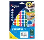 Pastille adhésive Ø 15 mm couleurs assorties - pochette de 672 gommettes