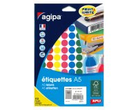 Round labels Ø 15 mm Agipa 11996 assorted colours - Box of 672