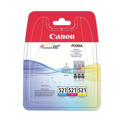 Canon CLI521 Pack 3 cartuchos originales tricolor (3 x 446 páginas)