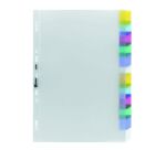 Intercalaire A4 polypropylène transparent Oxford 12 onglets neutres multicolores - 1 jeu