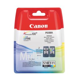 Pack van 2 cartridges Canon PG510 zwart en CL511 kleur