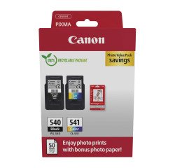 Canon PG-540 + CL-541 Pack 2 cartuchos originales negro + tricolor (2x180 páginas) + papel foto