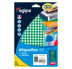 Pastille adhésive Ø 8 mm - pochette de 2940 gommettes