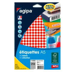 Pastille adhésive Ø 8 mm - pochette de 2940 gommettes