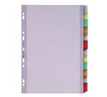 Intercalaires neutres plastique coloré A4 Elba 12 divisions multicolores - 1 jeu