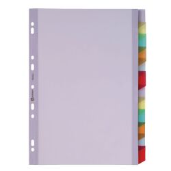 Intercalaire A4 PVC coloré Oxford 12 onglets neutres multicolores - 1 jeu