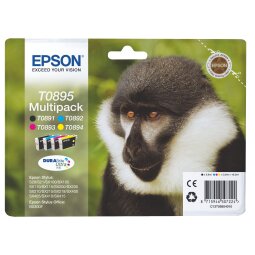 Set von 4 Cartridges Epson T0895 Schwarz + Farbig