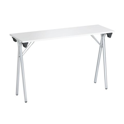 Mesa plegable 120 x 40 cm. Tablero gris, patas aluminio