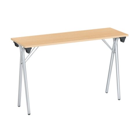 Mesa plegable 120 x 40 cm. Tablero haya, patas aluminio