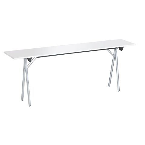 Mesa plegable 200 x 40 cm. Tablero gris, patas aluminio