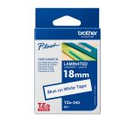 Ruban laminé Brother 18 mm TZE 243 blanc écriture bleue
