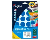 Pastille adhésive 30 mm Agipa 10135 bleue - pochette de 240
