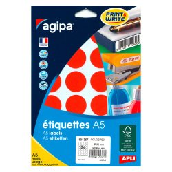 Pastille adhésive Ø 30 mm Agipa 10135 couleur - Boîte de 240