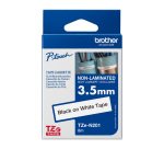 Ruban non laminé Brother 3,5 mm TZE N201 blanc écriture noire