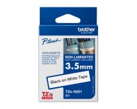 Non-laminated ribbon Brother TZE N201-3.5 mm white with black text