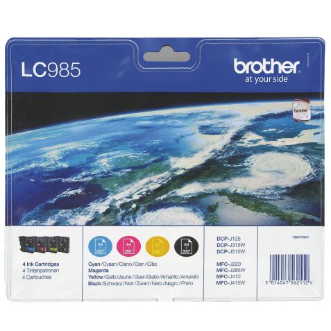 Brother LC985VALBP Pack de 4 cartuchos originales negro + tricolor (350 + 3 x 260 páginas)