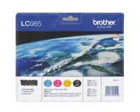Brother LC985VALBP Pack de 4 cartuchos originales negro + tricolor (350 + 3 x 260 páginas)