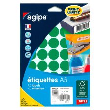 Pastille adhésive Ø 24 mm Agipa 11432 couleur - Boîte de 400