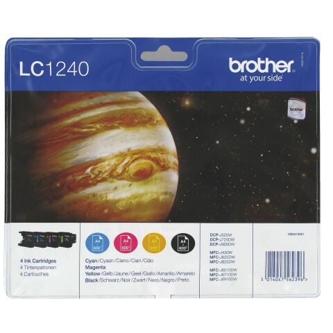 Brother LC1240 Pack cartuchos originales negro + tricolor de alta capacidad (4 x 600 páginas)