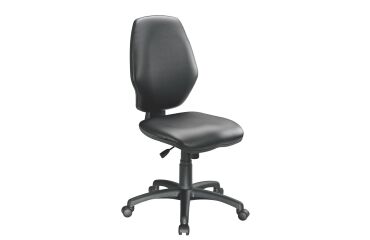 Office chair Soleio with black faux leather upholstery - low backrest Without armrests - Synchronized mechanism - black legs