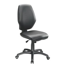 Chaise de bureau Soleio simili cuir noir - dossier bas Sans accoudoirs  - mécanisme Synchrone - pieds noir