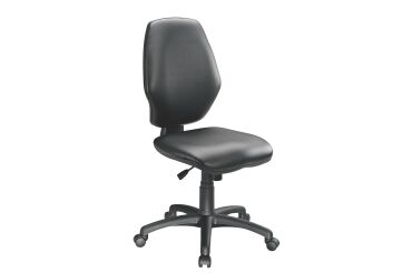 Chaise de bureau Soleio simili cuir noir - dossier bas Sans accoudoirs  - mécanisme Synchrone - pieds noir