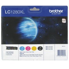 Brother LC1280XL Pack de 4 cartuchos originales negro + tricolor alta capacidad (2400 +3 x 1200 páginas)