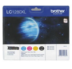 Brother LC1280XL Pack de 4 cartuchos originales negro + tricolor alta capacidad (2400 +3 x 1200 páginas)