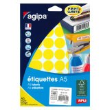 Pastille adhésive Ø 24 mm Agipa 114324 jaune - Boîte de 400