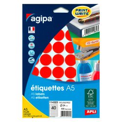 Pastille adhésive Ø 24 mm - pochette de 400 gommettes