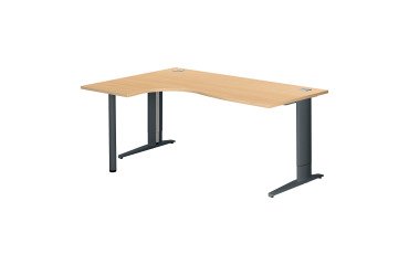 Compact desk Excellens Metal Plus fixed or adjustable L-shaped leg at assembly.