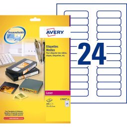 Pak van 600 etiketten Avery 72 x 21,2 mm voor numerieke cartridges L7665-25