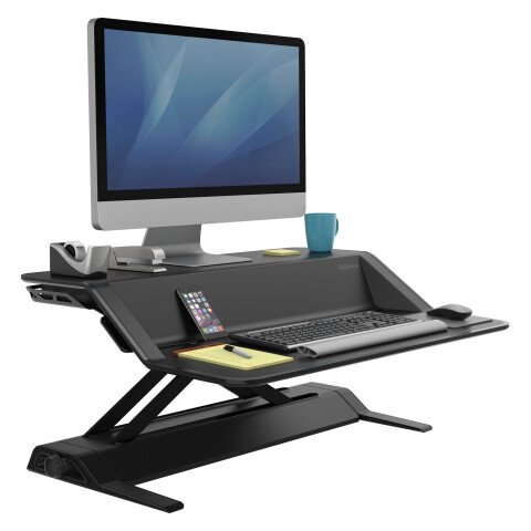 Estación de trabajo ergonómica Fellowes Lotus Sit-Stand de color negro