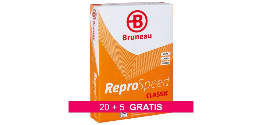 Pack de 20 paq. Papel blanco A4 80 g Reprospeed + 5 GRATIS 