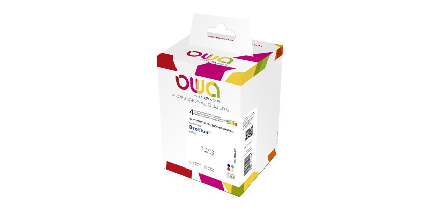 Pack cartouche Owa compatible Brother LC123 couleurs pour imprimante jet d'encre