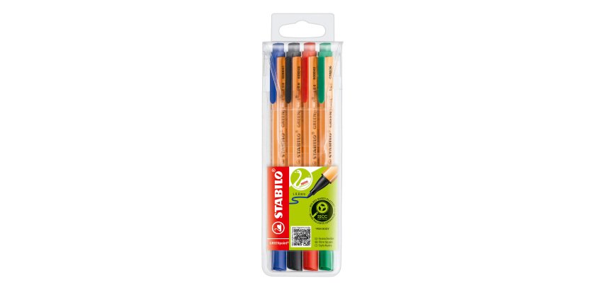 Feinschreiber Stabilo Greenpoint mit mittlerer Strichbreite 0,8 mm - Etui mit 4 Farben