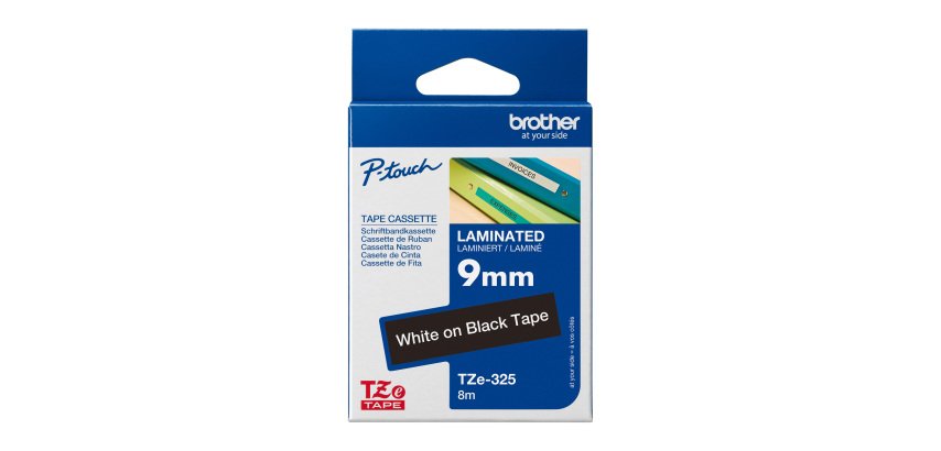 Laminated ribbon TZE325-9MM white black