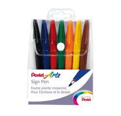 Bolígrafo de punta fina Pentel Sign Pen escritura media - Paquete de 7 colores fun