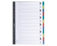 Intercalaire A4 polypropylène recyclé coloré Exacompta Forever 12 onglets neutres multicolores - 1 jeu
